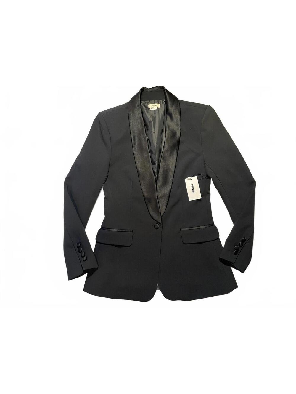 Jason Wu Black Satin Lapel Tuxedo Blazer Jacket Size Small NWT